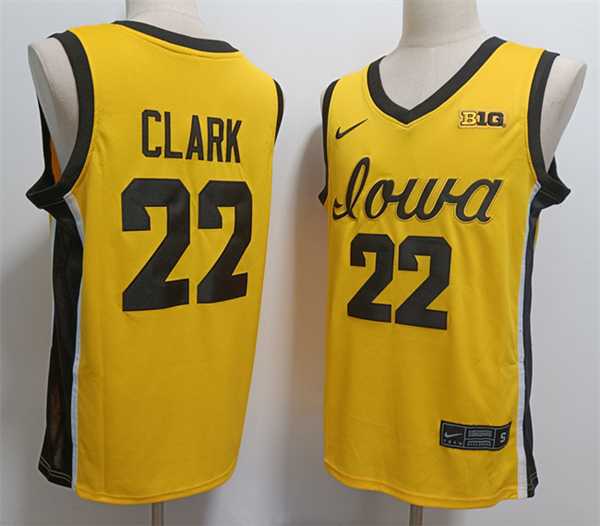 Mens Iowa Hawkeyes #22 Caitlin Clark Yellow Stitched Jersey